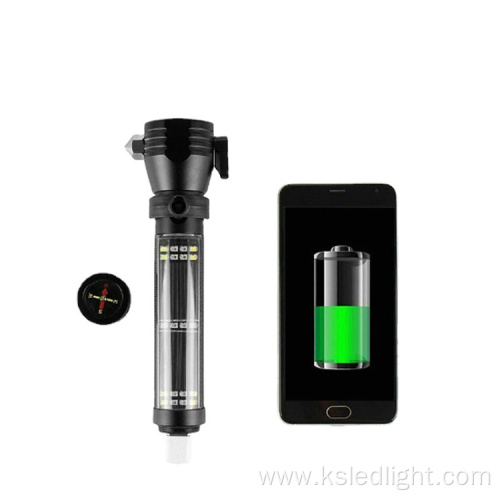 Flashlight With Emergency Safety Hammer Cutter Compass